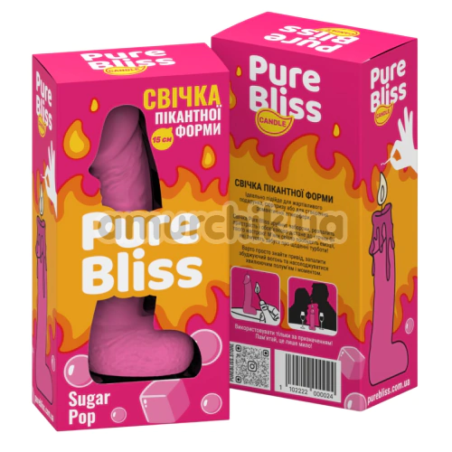 Свічка у вигляді пеніса Pure Bliss Small Sugar Pop - жуйка, рожева