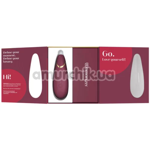 Симулятор орального секса для женщин Womanizer Premium 2, бордовый