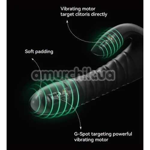 Вібратор з поштовхами і підігрівом Zalo Mose 2 Rabbit Thruster, чорний