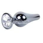 Анальная пробка с прозрачным кристаллом Boss Series Exclusivity Jewellery Dark Silver Plug, серебряная - Фото №1