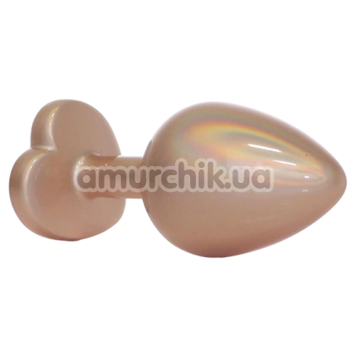 Анальная пробка с прозрачным кристаллом Exclusivity Jewellery Pearl Gold Heart Plug М, золотая