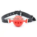 Кляп DS Fetish Mouth Silicone Ball Gag L, червоно-чорний - Фото №1