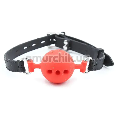 Кляп DS Fetish Mouth Silicone Ball Gag L, червоно-чорний - Фото №1
