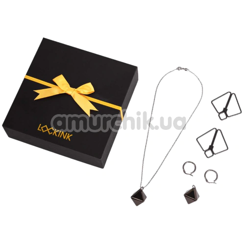 Зажимы для сосков Lockink Minimalism Metal Nipple Clamps with Heavy Pendant And Rings, серые