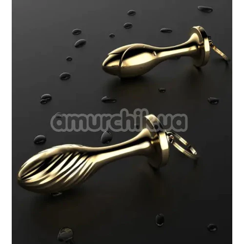 Анальная пробка с белым хвостиком Lockink Sevanda White Bunny Tail Anal Plug Pear, золотая