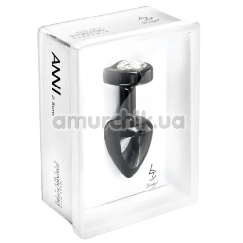 Анальна пробка з прозорим кристалом SWAROVSKI Anni R Heart T2, чорна