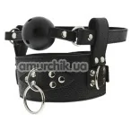 Кляп с ошейником Blaze Luxury Fetish Breathable Ball Gag With Collar, черный - Фото №1
