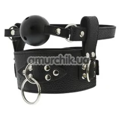 Кляп с ошейником Blaze Luxury Fetish Breathable Ball Gag With Collar, черный - Фото №1