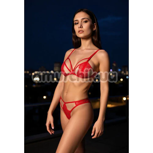 Комплект Passion Free Your Senses Anuvera Set, червоний: бюстгальтер + трусики-стрінги