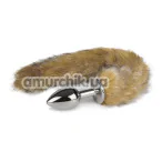 Анальная пробка с коричневым лисьим хвостиком Easy Toys Fox Tail Plug, серебряная - Фото №1
