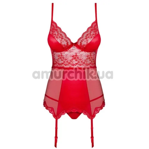 Корсет с подвязками для чулок Obsessive Lovica Сorset, красный