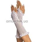 Рукавички Fishnet Gloves з облямівкою, білі - Фото №1