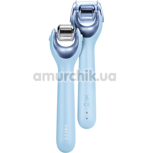 Массажер-роллер для лица с микроиглами Geske MicroNeedle Face Roller 9 in 1, голубой