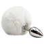 Анальна пробка з білим хвостиком DS Fetish Metal Plug With Bunny Tail, срібна - Фото №2