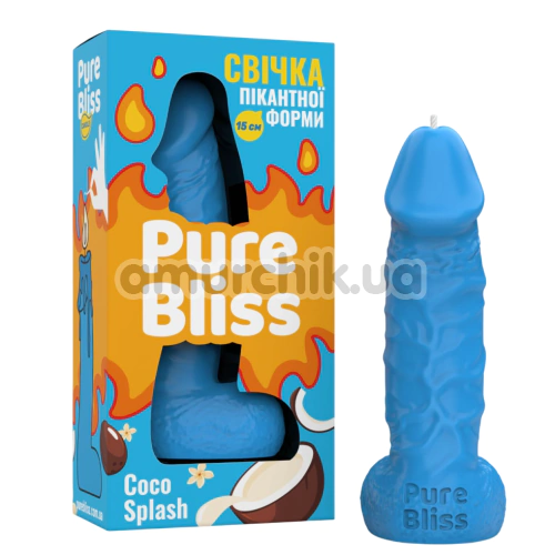 Свічка у вигляді пеніса Pure Bliss Small Coco Splash - кокос, блакитна