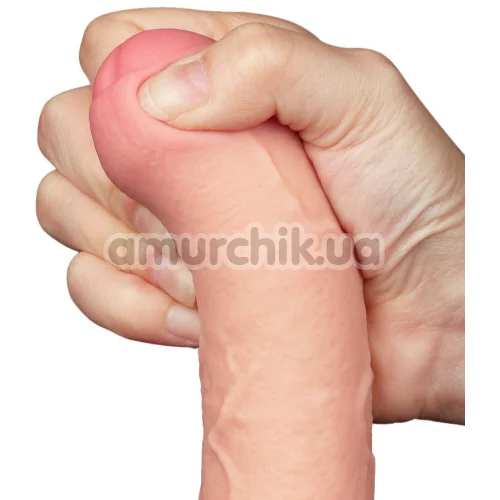 Фаллоимитатор Sliding-Skin Dual Layer Dong 8 с мошонкой, телесный