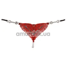 Трусики-стринги Rhinestones String, красные - Фото №1