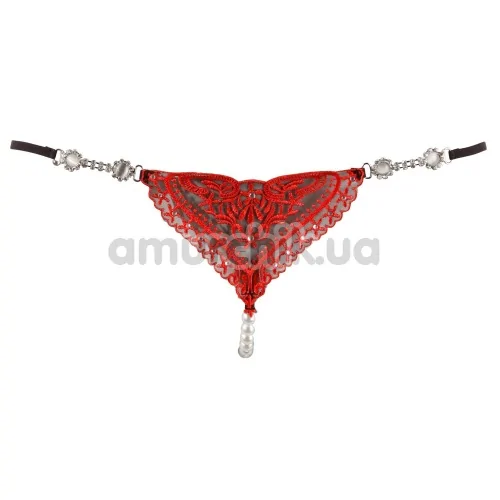 Трусики-стрінги Rhinestones String, червоні - Фото №1