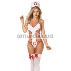 Костюм медсестры JSY Sexy Lingerie 095314, бело-красный: боди + головной убор - Фото №1