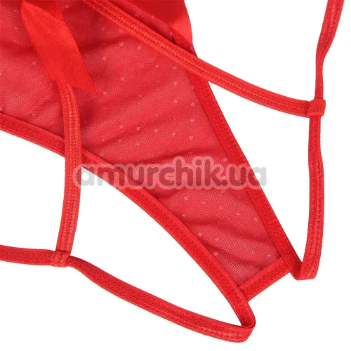 Комплект Star Night Bow-Knot Hollow Out Babydoll Set, красный: пеньюар + трусики