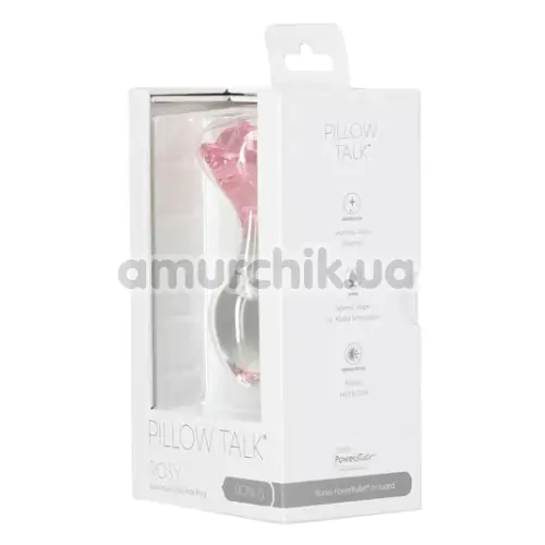 Анальная пробка Pillow Talk Rosy + вибропуля Power Bullet, прозрачная