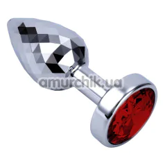 Анальна пробка з червоним кристалом Seamless Butt Plug Starting Small, срібна - Фото №1