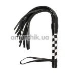 Плеть VIP Leather Flogger, черно-белая - Фото №1