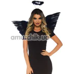 Комплект аксессуаров ангела Leg Avenue Feather Angel Wings & Halo Accessory Kit черный: крылья + нимб - Фото №1
