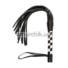 Батіг VIP Leather Flogger, чорно-білий - Фото №1