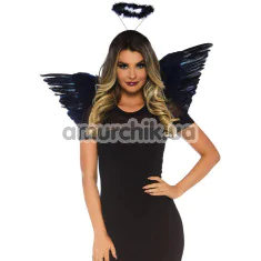 Комплект аксесуарів ангела Leg Avenue Feather Angel Wings & Halo Accessory Kit чорний: крила + німб - Фото №1