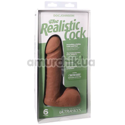 Фаллоимитатор Doc Johnson The Realistic Cock With Balls 6, светло-коричневый
