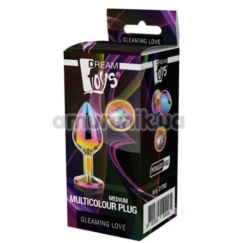 Анальна пробка із райдужним кристалом Gleaming Love Multicolour Plug M, райдужна