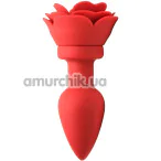 Анальна пробка з вібрацією Booty Sparks 28X Silicone Vibrating Rose Anal Plug L, червона - Фото №1