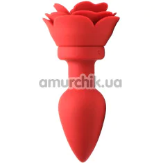 Анальна пробка з вібрацією Booty Sparks 28X Silicone Vibrating Rose Anal Plug L, червона - Фото №1