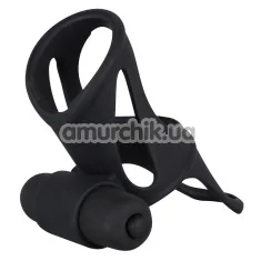 Насадка на пенис с вибрацией Black Velvets Sleeve + Vibe, черная - Фото №1