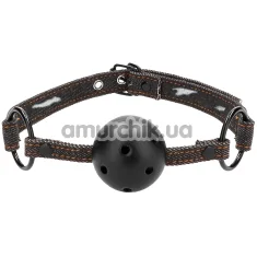Кляп с джинсовым ремешком Ouch! Breathable Ball Gag, черный - Фото №1