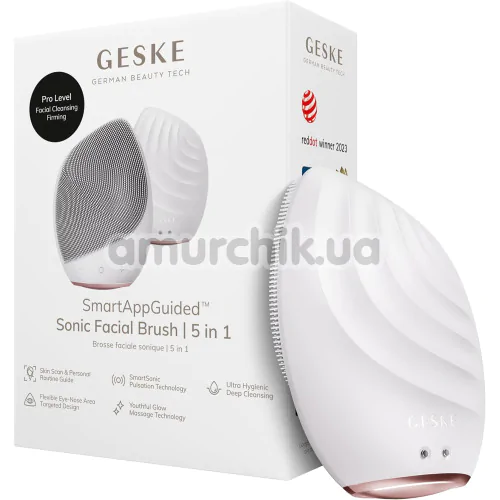 Ультразвуковая щетка для лица Geske Sonic Facial Brush 5 in 1, белая