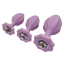 Набір анальних пробок з прозорим кристалом Alume Silicone Plug, фіолетовий - Фото №2