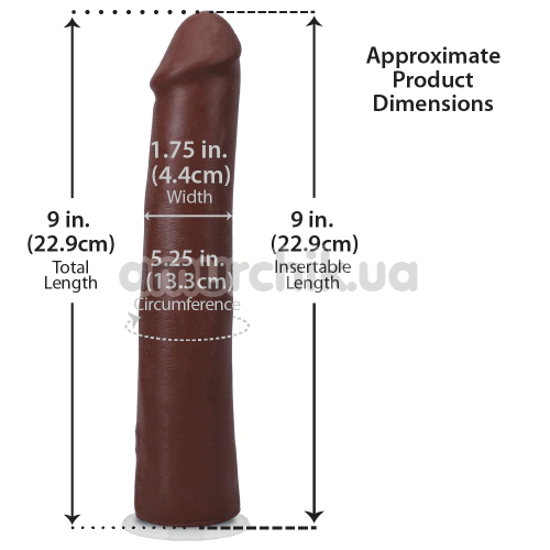 Фаллоимитатор Doc Johnson The Realistic Cock 9, коричневый