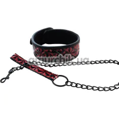Нашийник з повідцем Fantasy Fetish Collar And Leash, червоно-чорний - Фото №1