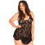 Комплект Leg Avenue Rose Lace Flair Chemise, черный: пеньюар + трусики-стринги - Фото №3