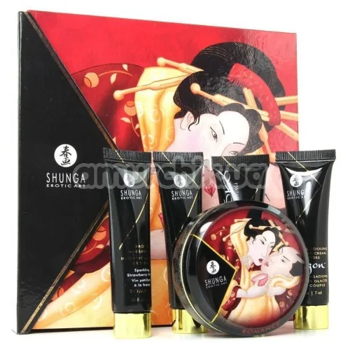 Набор для массажа Shunga Geishas Secret Kit - клубничное вино