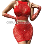 Комплект Star Night Mesh Sparkle Set, красный: топ + юбка + перчатки - Фото №1