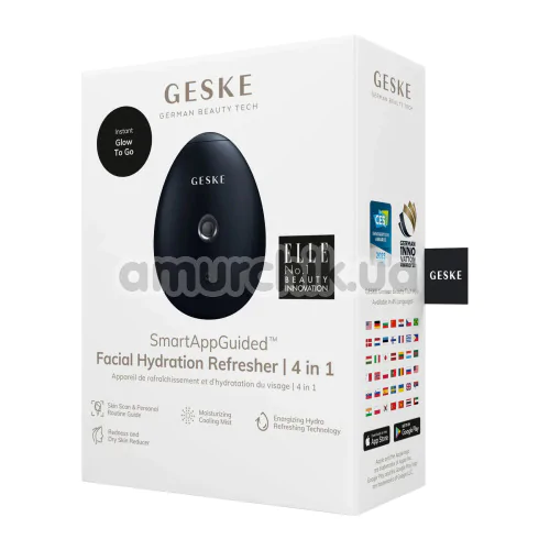 Увлажнитель для кожи лица Geske Facial Hydration Refresher 4 in 1 Oval, черный
