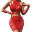 Комплект Star Night Mesh Sparkle Set, красный: топ + юбка + перчатки - Фото №1