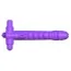 Виброкольцо с анальным стимулятором Fantasy C-Ringz Silicone Double Penetrator Rabbit, фиолетовое - Фото №3