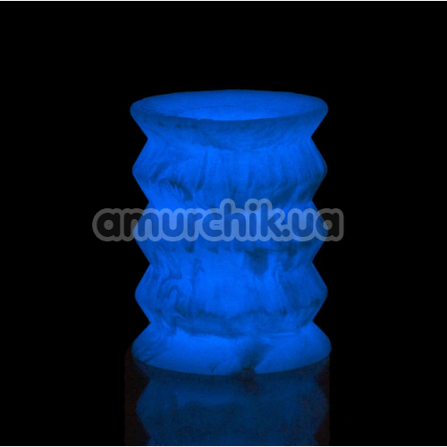 Мастурбатор светящийся в темноте Addiction Silicone Stroker + вибропуля Power Bullet, голубой