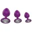 Набір з 3 анальних пробок LustGlider Classic Plug Set With Crystal, фіолетовий