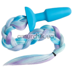 Анальна пробка з блакитним хвостом Whipsmart Furry Tales Silicone Unicorn Butt Plug, блакитна - Фото №1