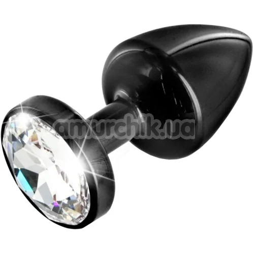 Анальна пробка з прозорим кристалом SWAROVSKI Anni Round T1, чорна - Фото №1